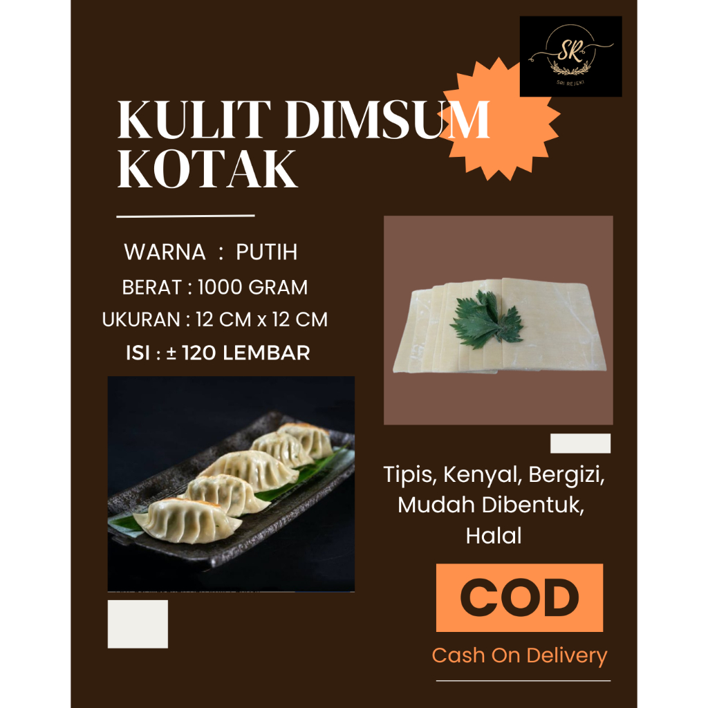 

Kulit Dimsum Kotak Kemasan 1000gram/1 KG Warna Putih 12cm x 12cm Tipis Kulit Siomay Gyoza Enak Halal