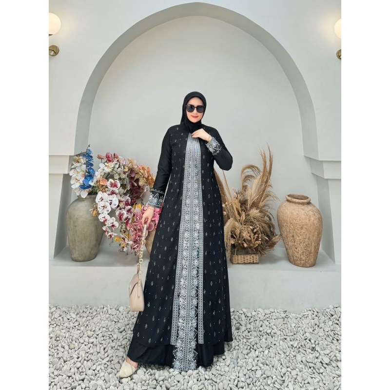 Gamis Abaya Turkey Hitam Bordir N-2277//Gamis Muslimah Nikitashop Terlaris