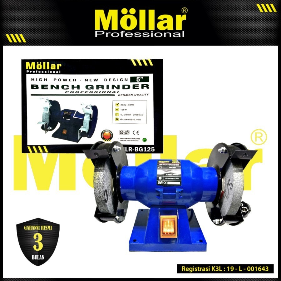 MOLLAR BG125/BG 125 Mesin Gerinda Duduk 5 Inch 125 Watt Murah Bagus