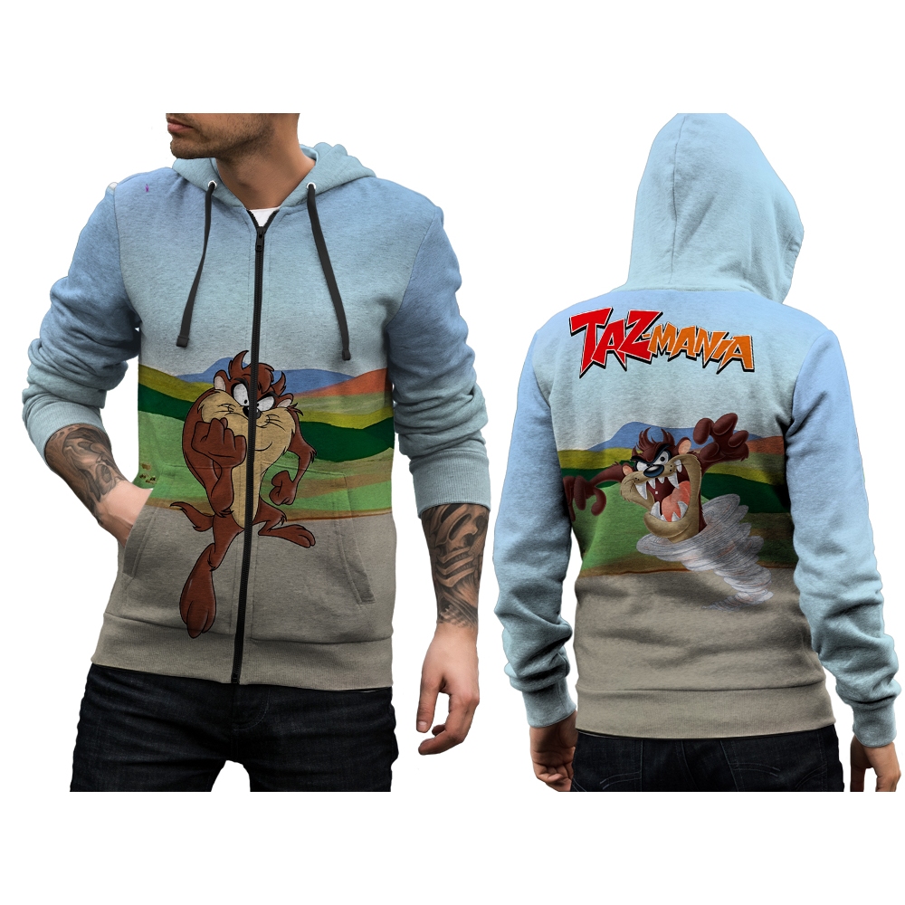 Jaket Hoodie Zipper Jumper Tazmania Tasmania Devil Custom Fullprint Pria Wanita Dewasa Anak