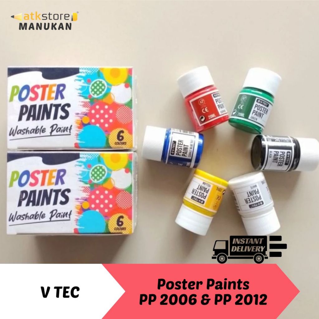 

V Tec Poster Paint / Cat Poster Ukuran 40ML (6 & 12 warna)