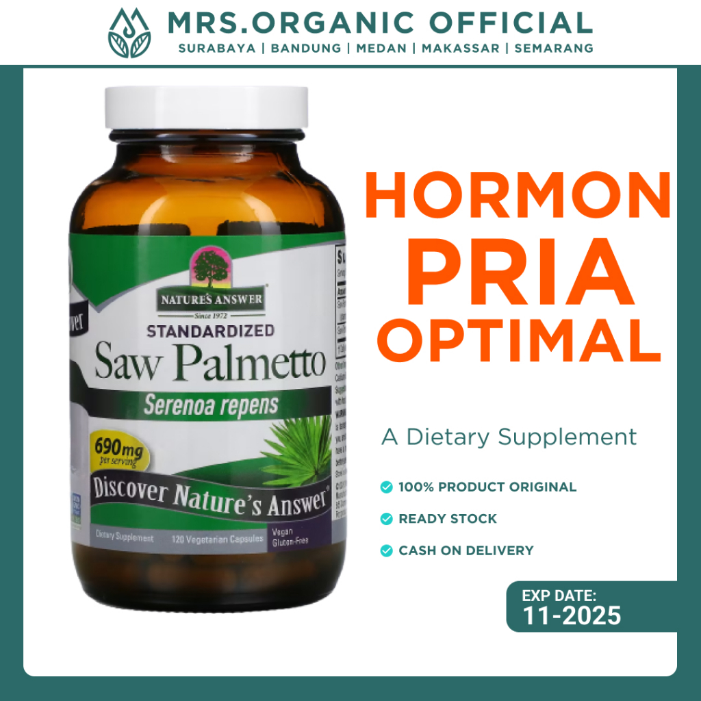 Vitamin Natures Answer Saw Palmetto 120 Capsules - Herbal Prostat Pria