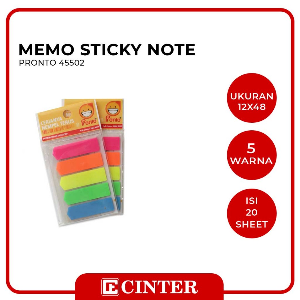 

PRONTO - MEMO TEMPEL / STICKY NOTE / MEMO SN ARROW 12X48 5 WARNA 20 LEMBAR (45502)