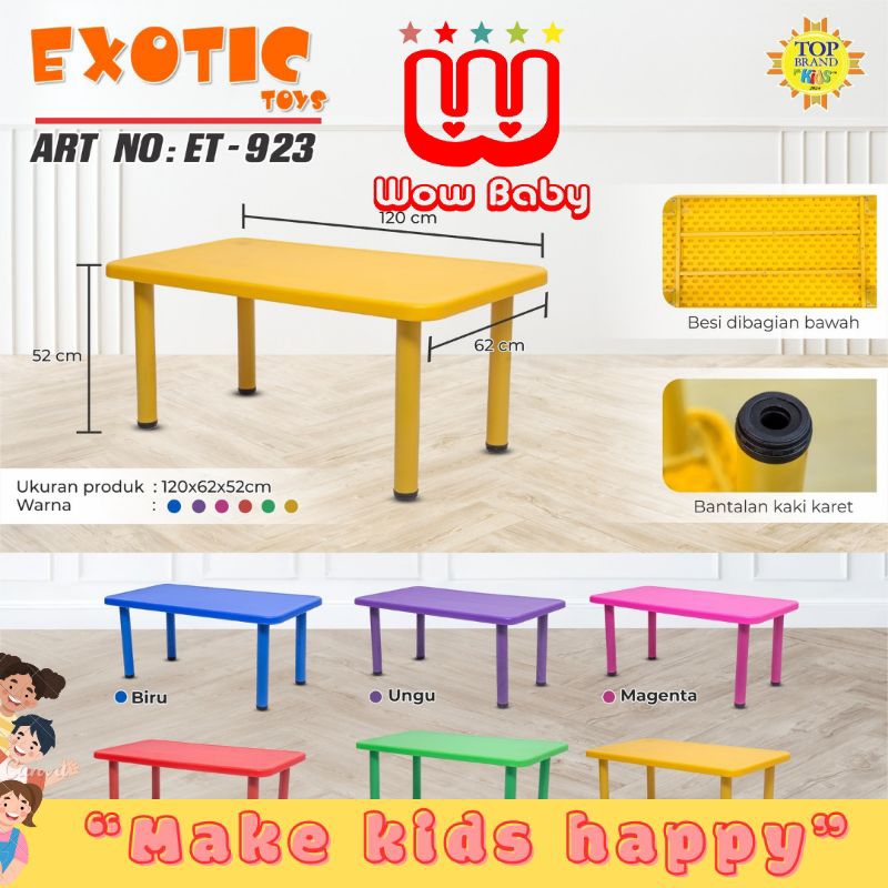 EXOTIC ET-923 MEJA PERSEGI PANJANG Meja belajar meja les anak tk paud kaki besi 10 bj