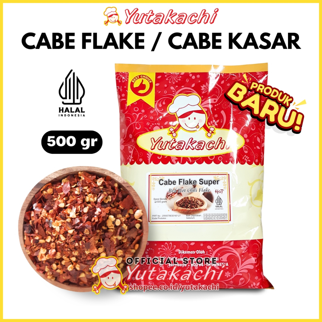

Cabe Flake / Cabe Bubuk Kasar 500 Gram Yutakachi - Bisa Untuk Chili Oil - Cabe Kering Kasar