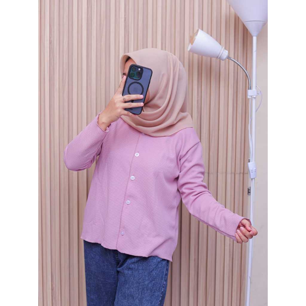 Cardigan Crop Wanita Knit Premium Outer Top Knitwear