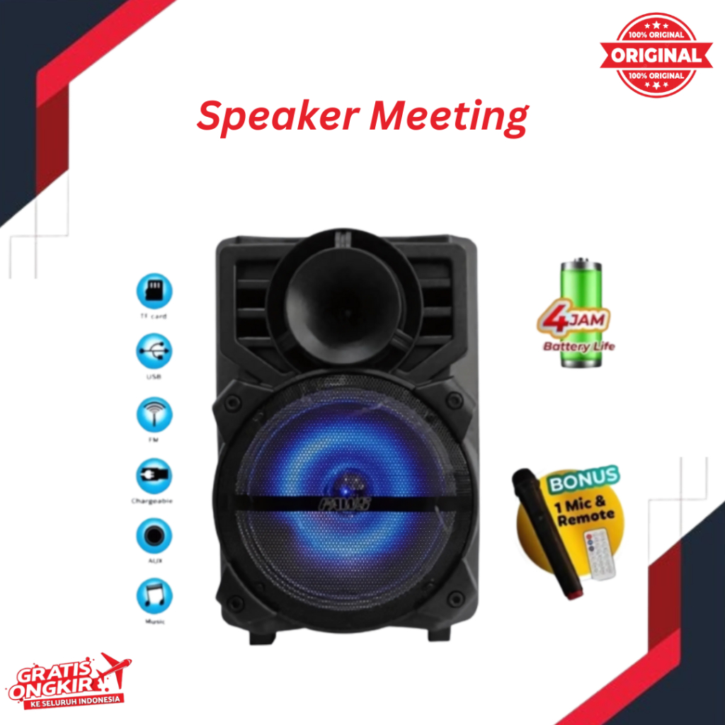 SPEAKER KAROKE FAWS SPEAKER BLUETOOTH 1207 12inchi BONUS MICROPHONE