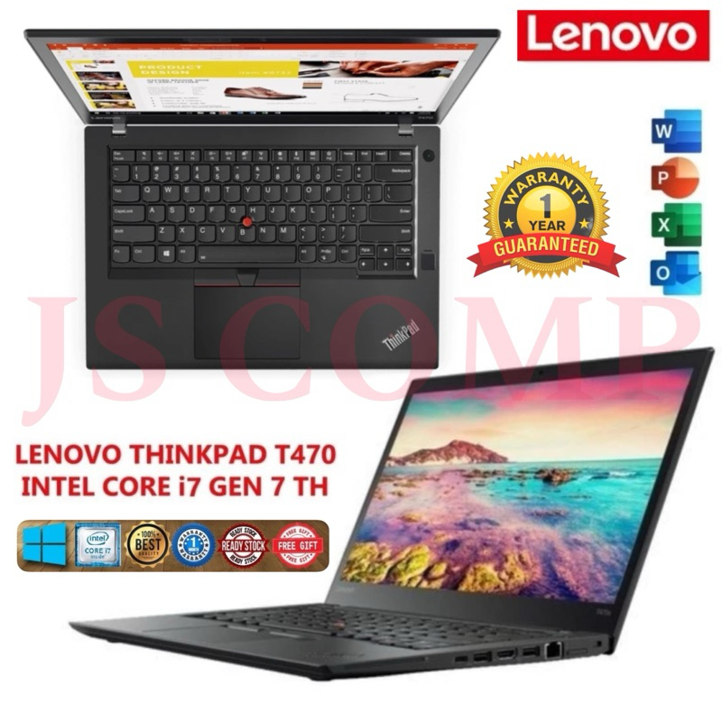LENOVO Thinkpad T470 Laptop 14Inch Core i5 6th Gen 8GB 256GB SSD Bergaransi