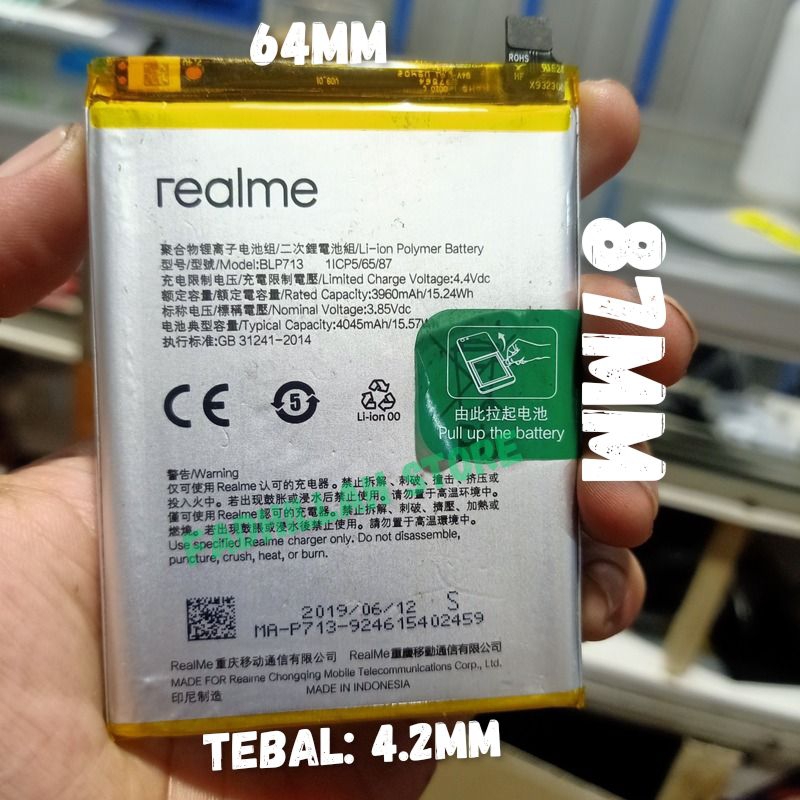 ORI 100% Battery Baterai (COPOTAN) Hp Realme 3 Pro BLP713 Batre Original Bawaan Hp Kondisi Normal Be