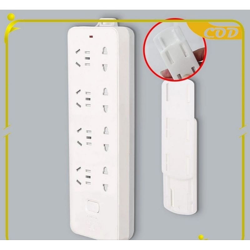 Holder stop kontak gantungan colokan listrik double tap hook tempel meja