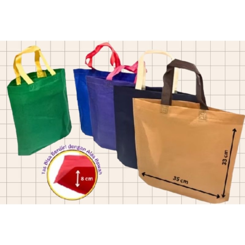 

Tas Spundbond 35X33 tebal 75 Gsm Goodybag tote bag laken model TALI (Polos)