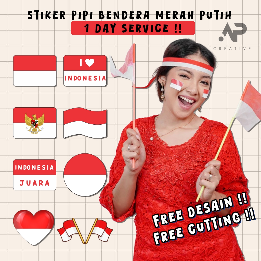 

Stiker Bendera Merah Putih | Stiker Pipi Merah Putih | Stiker Bendera Indonesia HUT RI