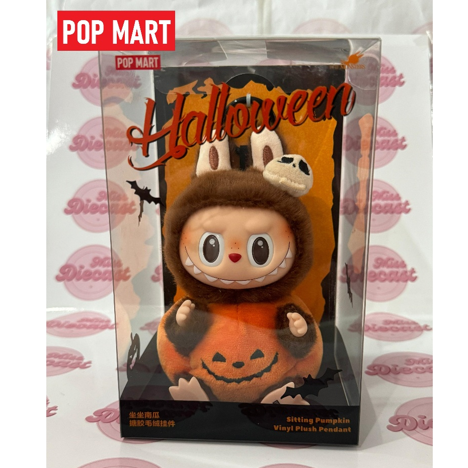 PopMart The Monsters Labubu Happy Helloween Party Series-Sitting Pumpkin Vinynil Ori Asli