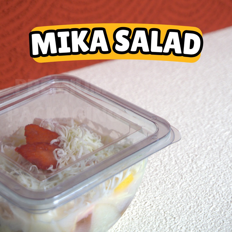 [ISI 50 PCS] Mika Tray Salad Buah + Tutup / Mangkok Plastik Kotak Salad Es Buah Dessert / Tempat Sal