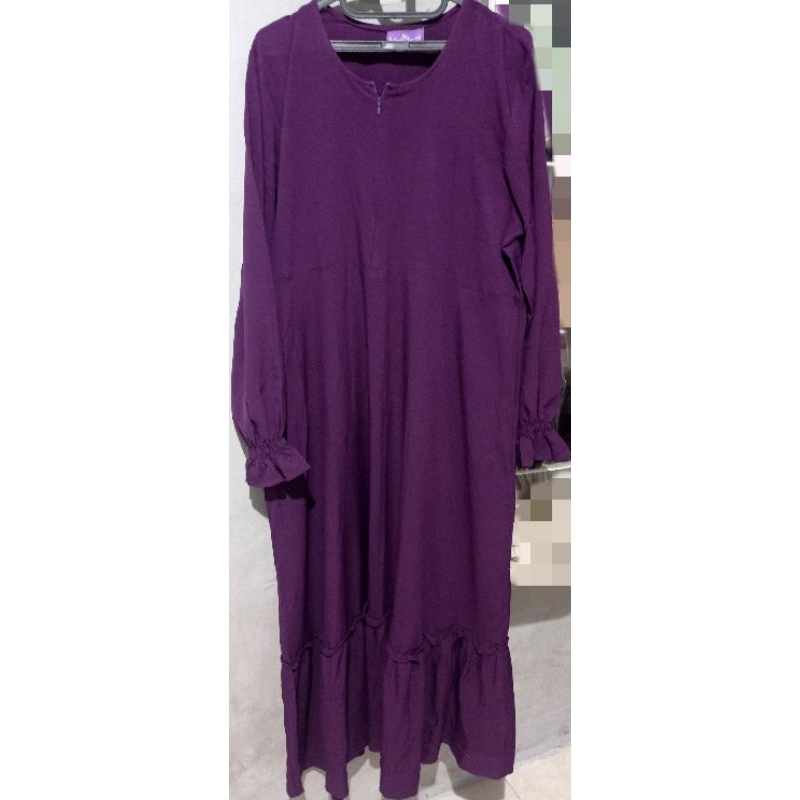 Gamis Dress Panjang Syar'i Busui Friendly Wudhu Friendly - Ungu Tua