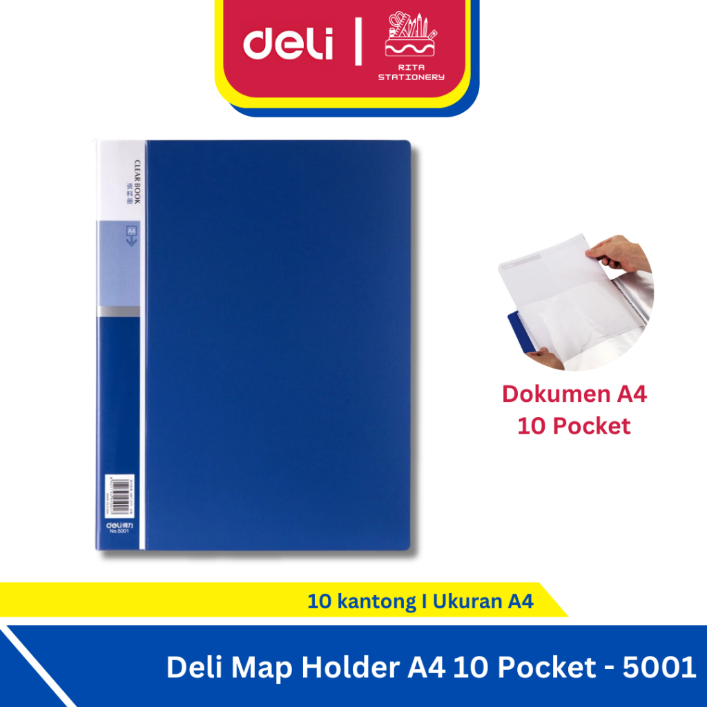 

Deli Display Book / Map Clear Holder / Document Keeper A4 10 Pocket 5001