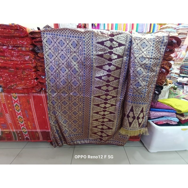SONGKET MEDIN PALEMBANG BADAN WARNA BIRU TUMPAL HITAM