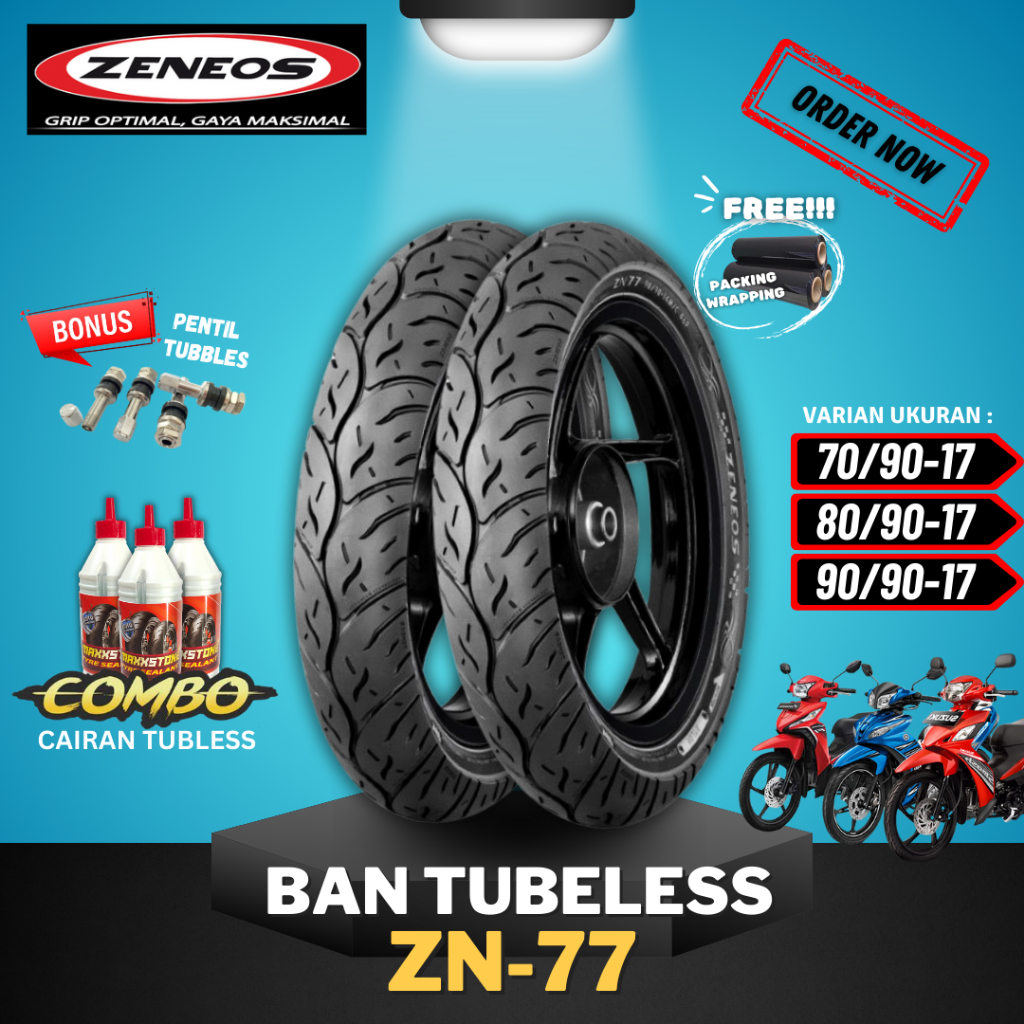 [READY COD] BAN ZENEOS ZN77 RING 17 ( 70/90-17 / 80/90-17 / 90/90-17 ) / BAN TUBELESS ZENEOS RING 17