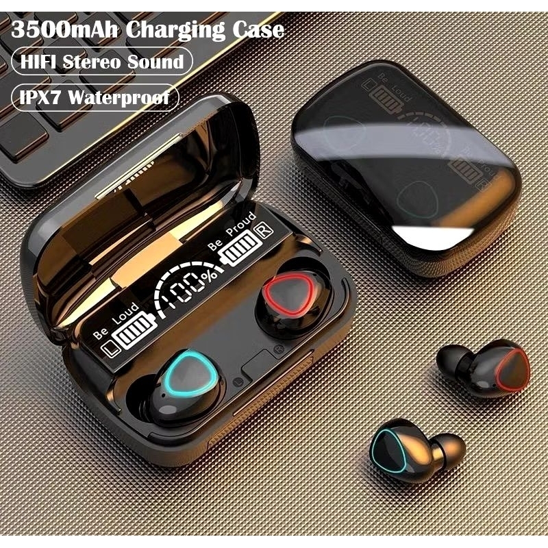 Earphone Tws TERBARU Display baterai LED 9D HIFI Earphone Wireless Earphone / Headset TWS M10