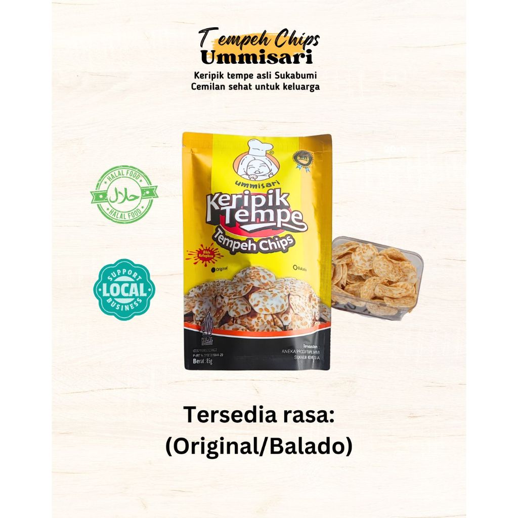 

Keripik Tempe Ummisari (Tanpa Tepung) (Kecil - 85gr) Khas Sukabumi