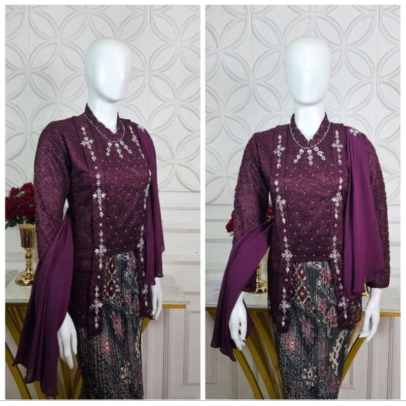 Kebaya Kutu Baru Brukat Selendang/Kutu Baru Hijab/Kutu Baru Shanghai