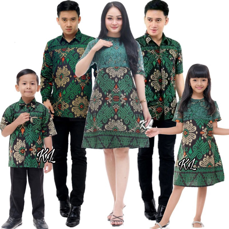 Baju Couple Dress Brokat Keluarga Pria dan Wanita Modern Batik Couple Keluarga Dress Natalan Hem Kat