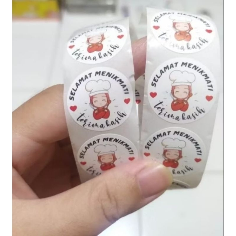 

(100 pcs) Stiker Terima Kasih Selamat Menikmati 2,5 cm, Sticker Bulat Roll Makanan Kue