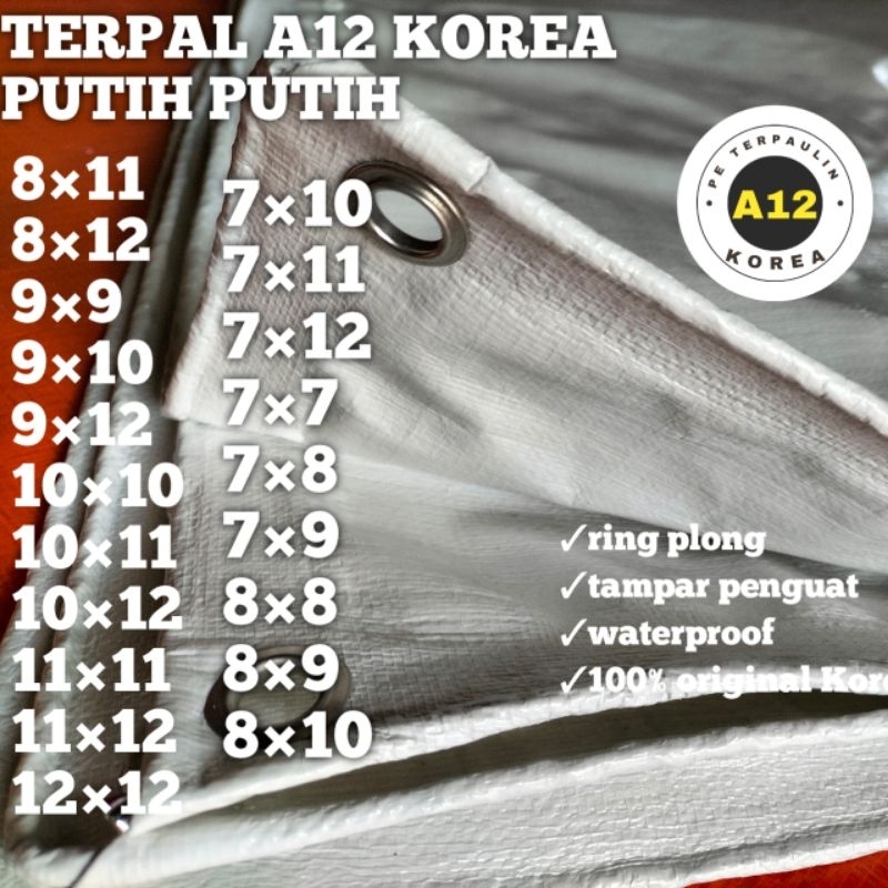 terpal tenda A12 putih-putih Korea grade A