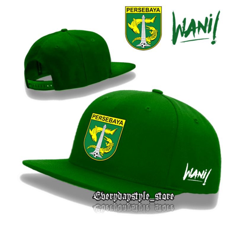 Topi Snapback PERSEBAYA WANI / Topi Snapback Hiphop Distro / Topi Trucker Jaring Bonek Bonita Perseb
