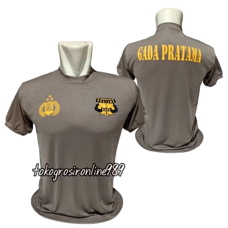KAOS SATPAM COKLAT GADA PRATAMA TERBARU KERAH PENDEK