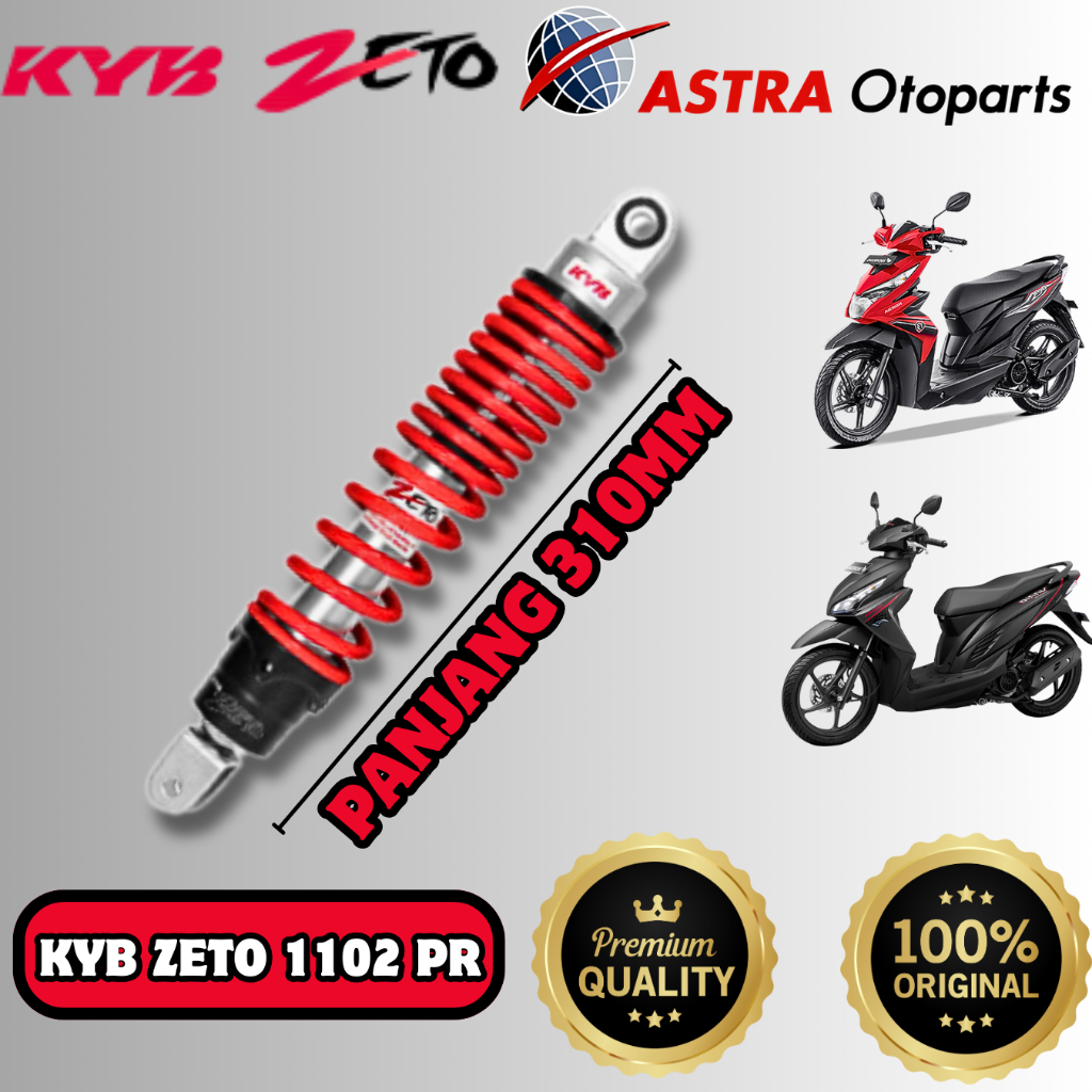 KYB ZETO 1102 Shock Breaker Belakang Motor Beat Fi Beat POP Beat Street Genio Vario 110 FI Lexi Free