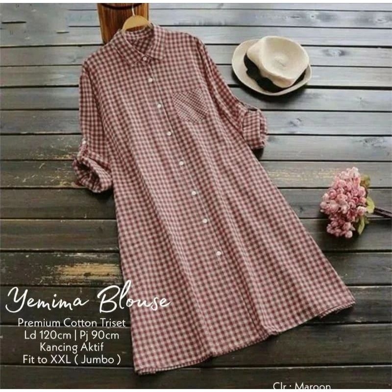 Tunik Katun Motif Kotak-Kotak Fashion Wanita Terbaru - Baju Dress Tunik Wanita Bahan Katun Adem Ukur
