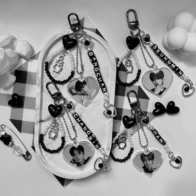 [Bisa Custom] Phonestrap/Keychain STRAY KIDS BW Ver|Keychain STRAY KIDS|Keychain STRAY KIDS Fanmade|