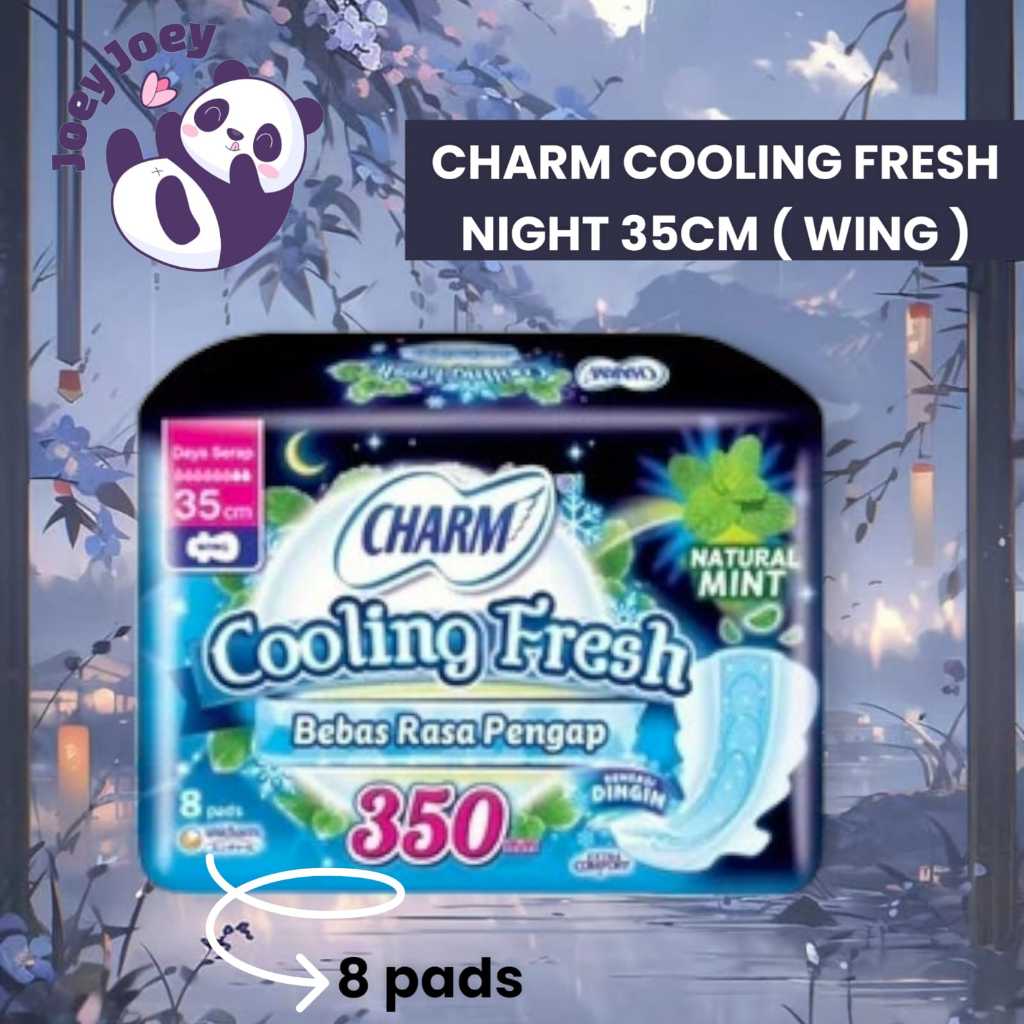 Charm Pembalut Cooling Fresh Night 35cm 8 pads | Pembalut Bersayap