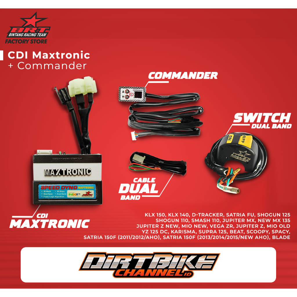 PAKET CDI MAXTRONIC BRT SPEED DYNO Semua Motor KLX JUPITER Z MX SATRIA F FU SHOGUN MIO BEAT SCOOPY K