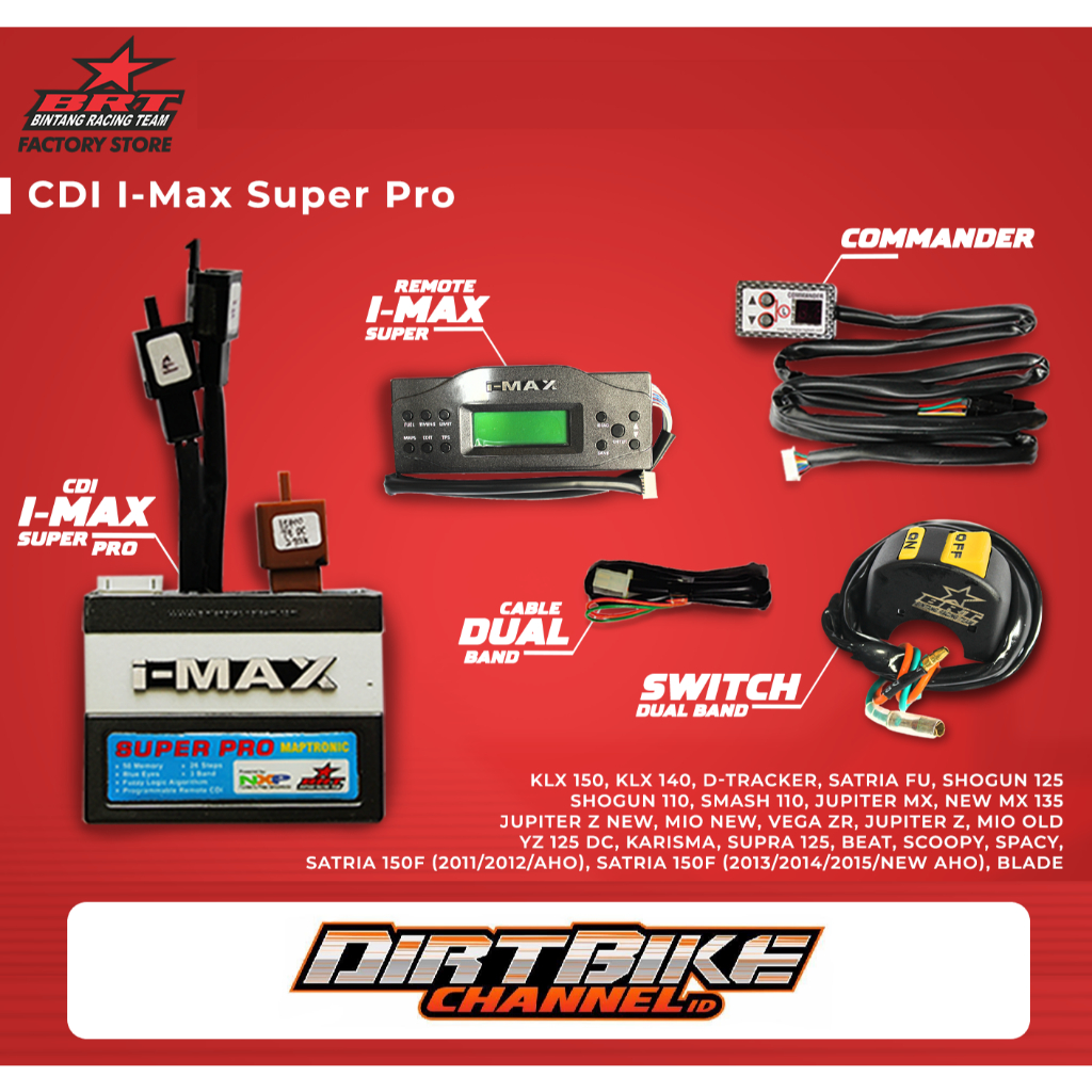 PAKET CDI BRT IMAX SUPER PRO + REMOTE Semua Motor KLX DTRACKER KARISMA SUPRA X 125 BEAT MIO SCOOPY J