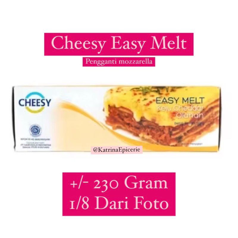 

Cheesy Easy Melt 230 Gram Pengganti Keju Mozzarella Melted Cheese