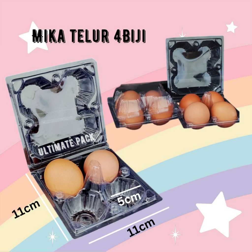 Mika Telor isi 4 isi 6 isi 10 telur TEBAL (25pcs) Mika Telur dengan kancing pengunci
