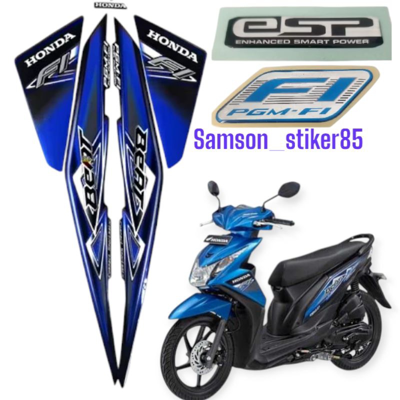 stiker striping motor honda beat fi 2013 beat esp hitam biru lis bodi standar berkualitas termurah