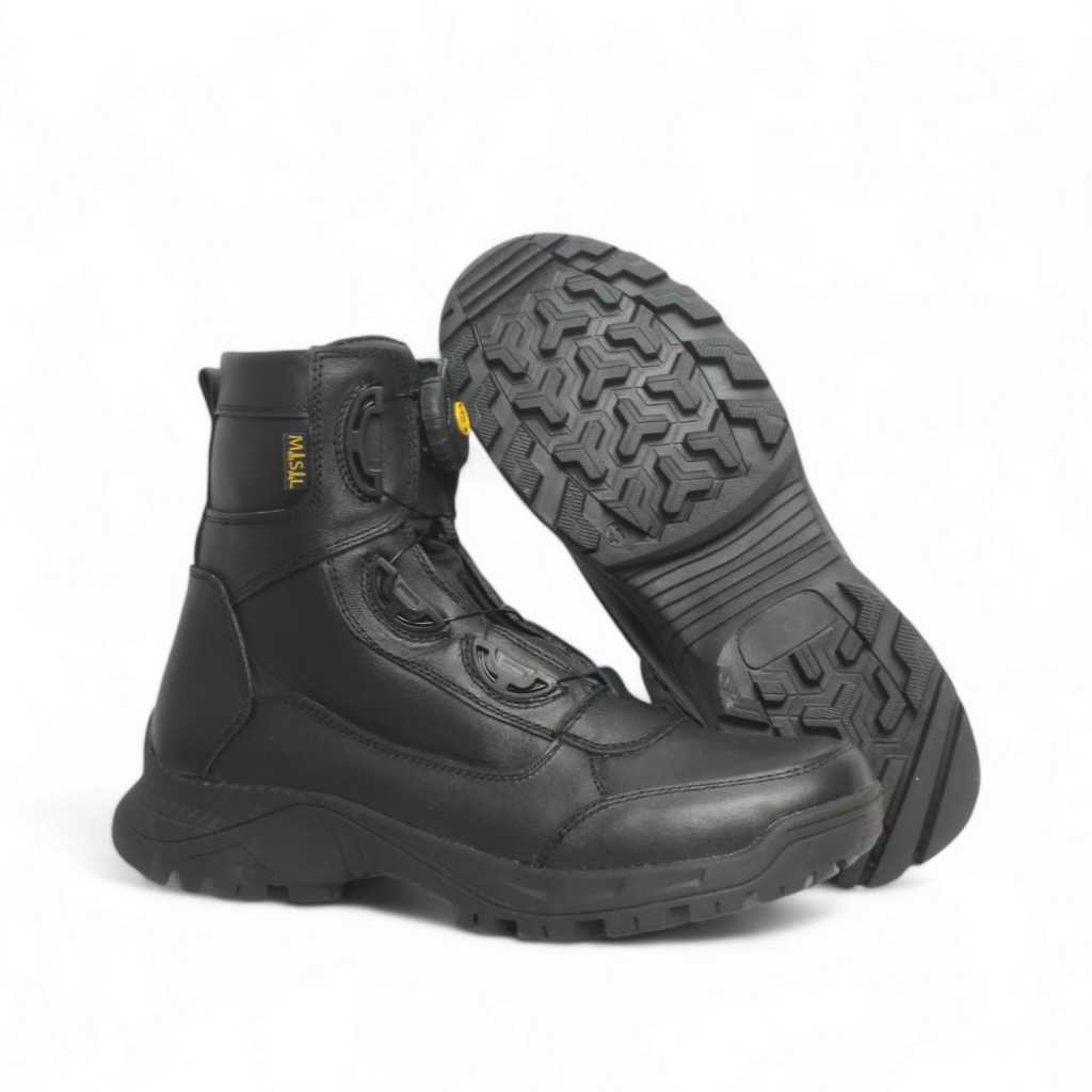 Sepatu PDL PDH  Tali Putar 6 Inch TNI Polri Polantas Paspampres Dishub Kulit Sapi Hitam Dop Misil