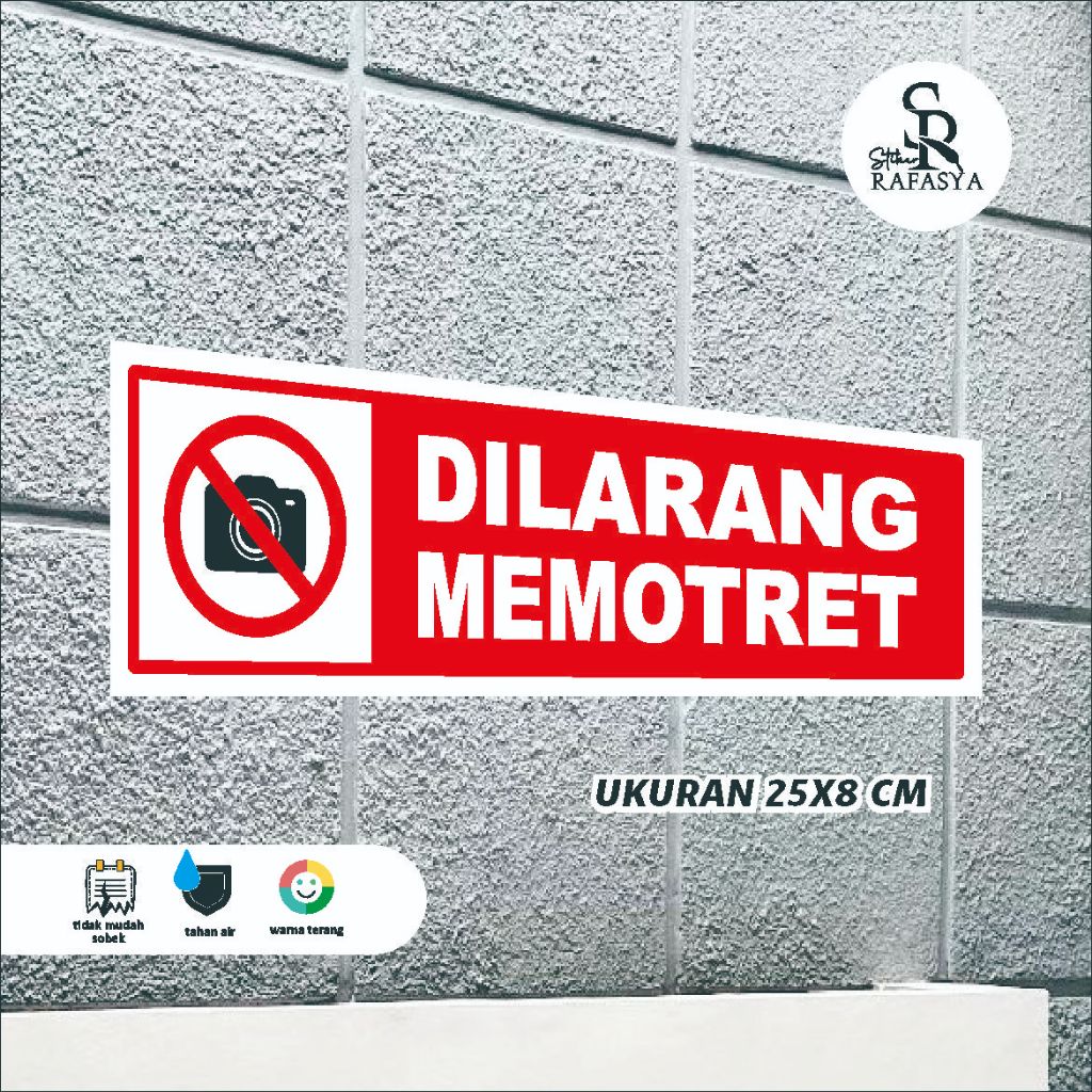 

Stiker Dinding DILARANG MEMOTRET Ukuran 25x8cm + Dilaminasi Glosy