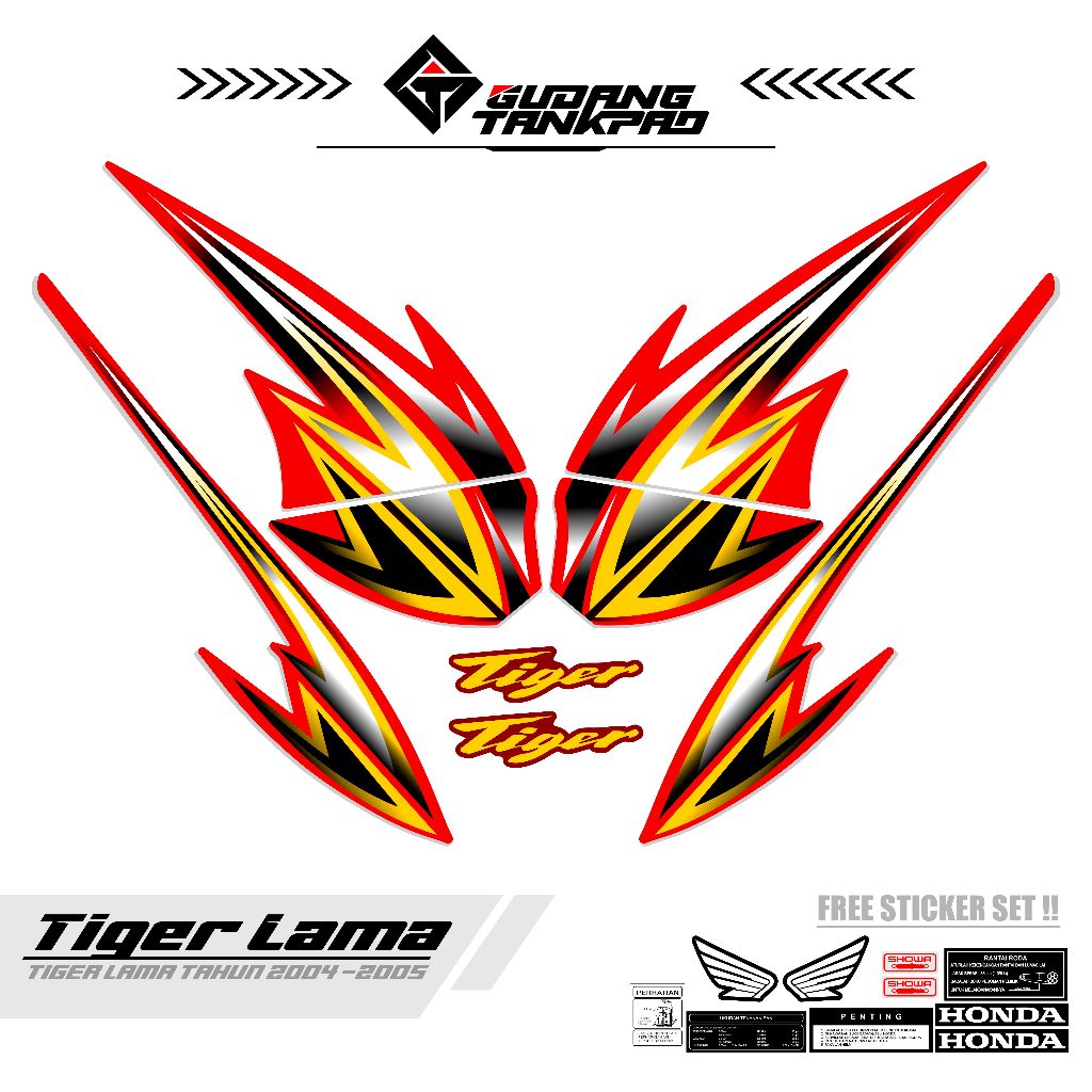 STRIPING TIGER LAMA MTF 3 / STIKER VARIASI HONDA TIGER OLD / POLET TIGER / STIKER SET TIGER LAMA