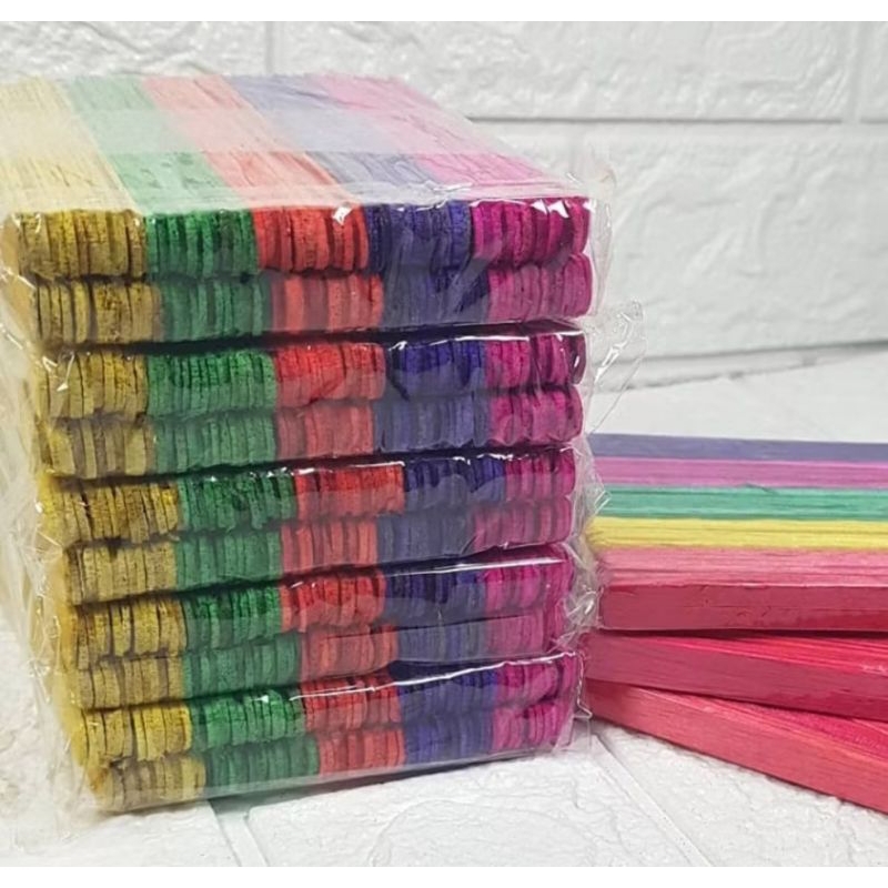 500 PCS STIK KAYU WARNA - STIK KAYU WARNA WARNI - 500 PCS STIK ICE CREAM WARNA - STIK KAYU PRAKARYA 