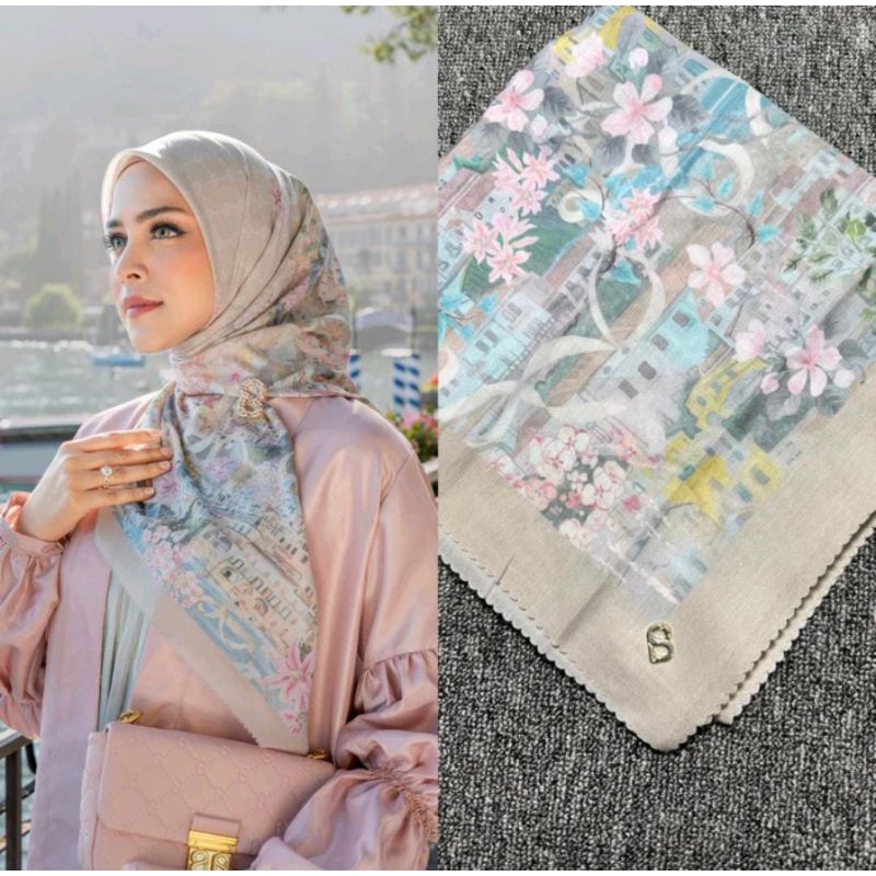 Scarf Premium BUTTON SCARF HIJAB MOTIF SEGIEMPAT | Voal BANIESCOOP MOTIF VOAL LASERCUT