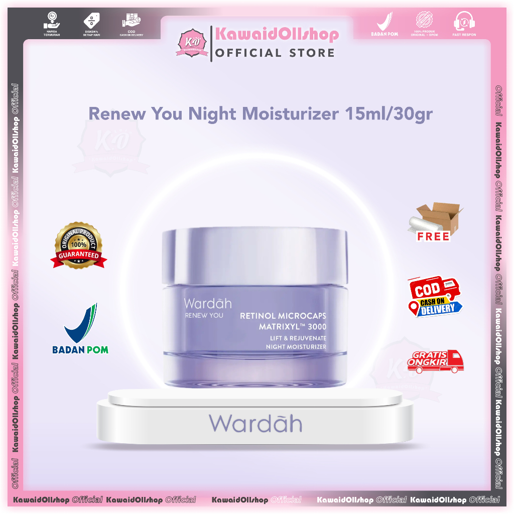 Wardah Renew You Retinol Microcaps Matrixyl 3000 Lift & Rejuvenate Night Moisturizer | Night Cream