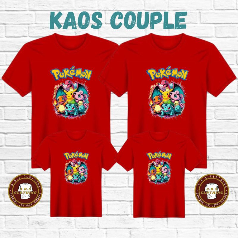 KAOS COUPLE KELUARGA - KAOS ANIME COUPLE - MOTIF POKEMON