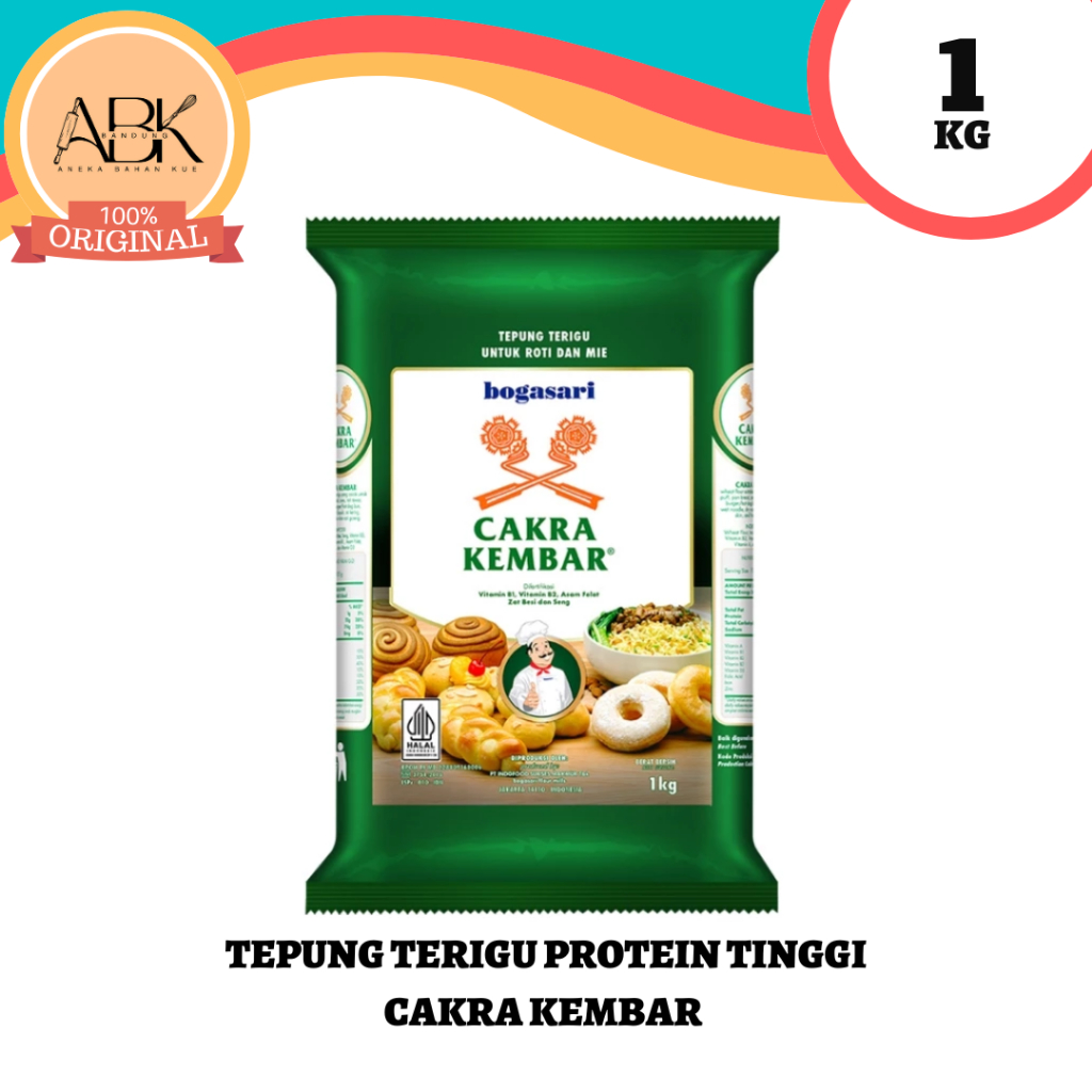 

TEPUNG TERIGU CAKRA KEMBAR 1KG BOGASARI | TEPUNG TERIGU PROTEIN TINGGI