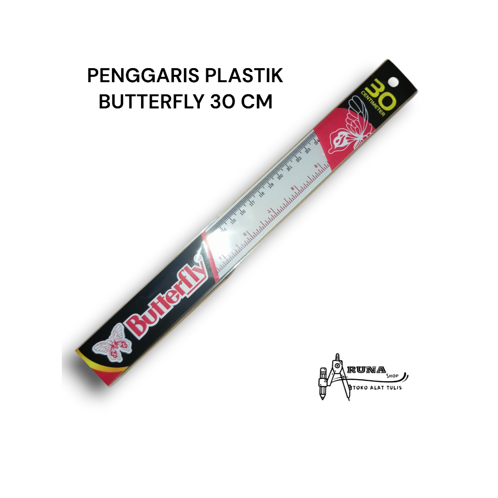 

PENGGARIS PLASTIK BUTTERFLY PANJANG 30 CM GROSIR MURAH