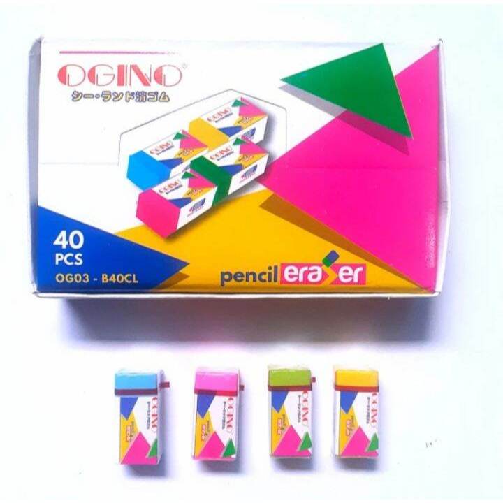 

Penghapus Pensil Karet Ogino OG03-B40CL Biru Pink Hijau Kuning / Hapusan / Setip / Eraser