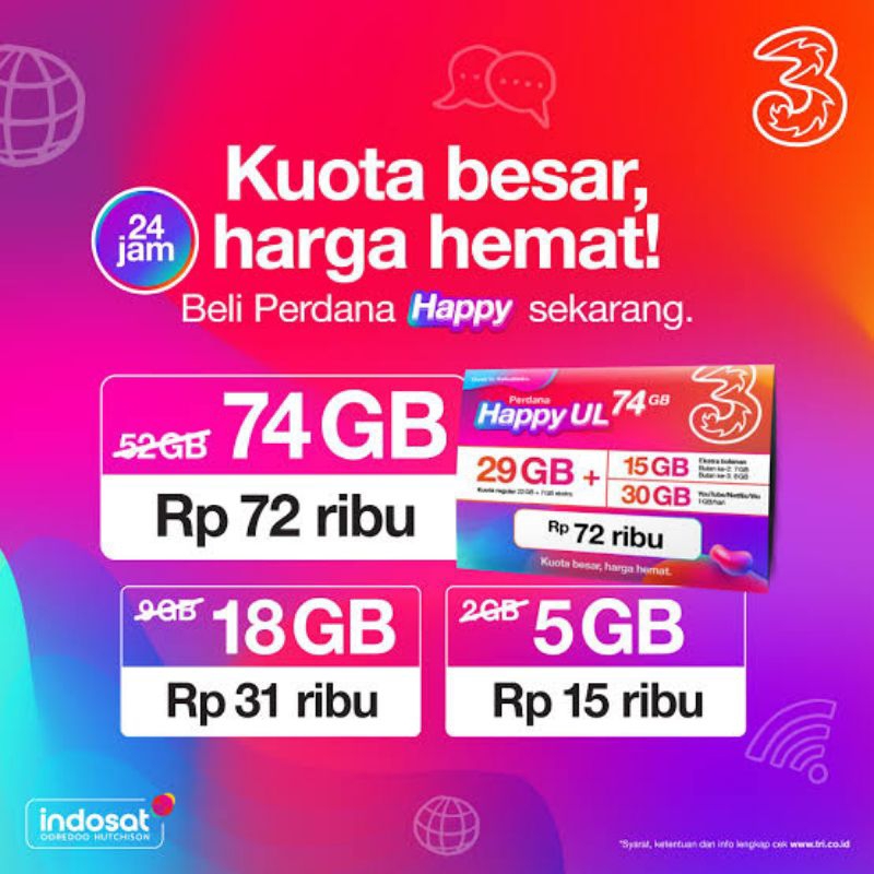 KUOTA INTERNET TRI FULL KUOTA 30 HARI